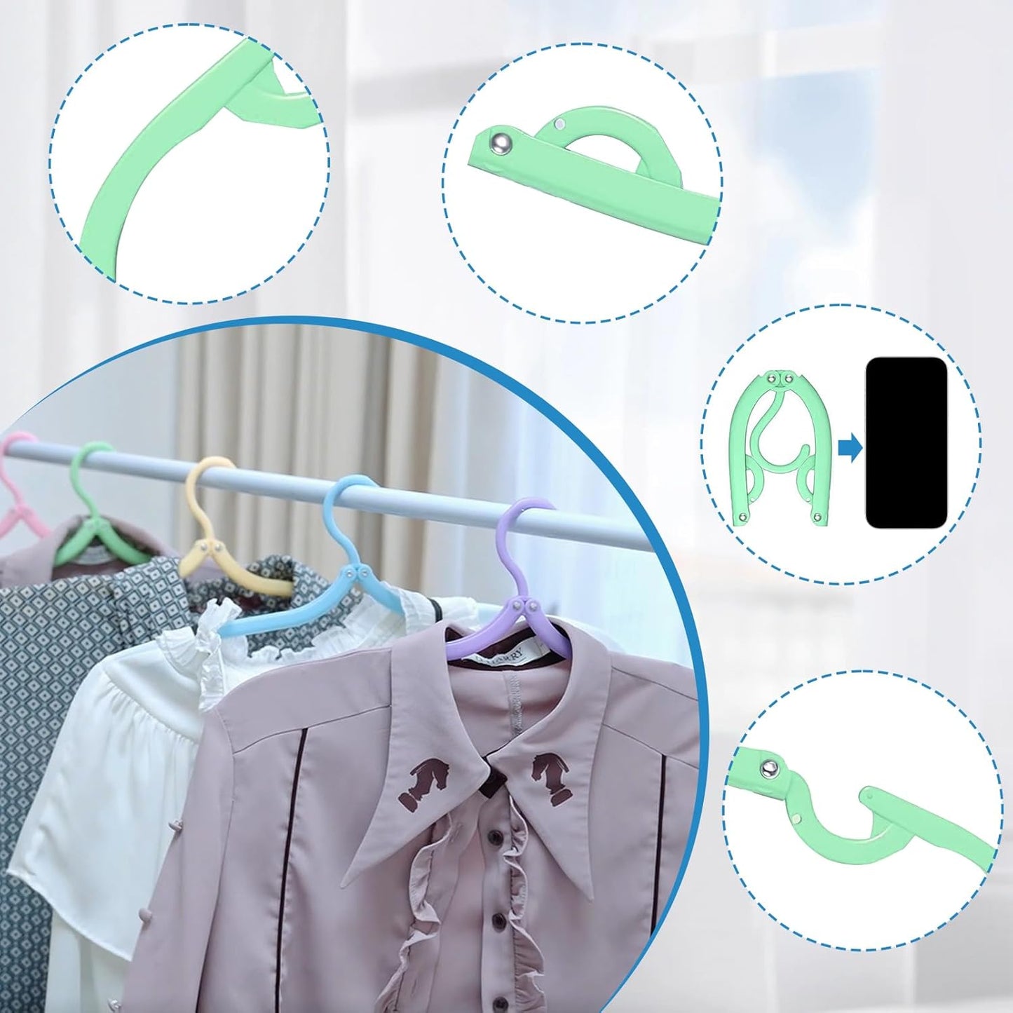 10 Pcs Plastic Travel Hangers - Portable Foldable Clothes Drying Rack for Travel