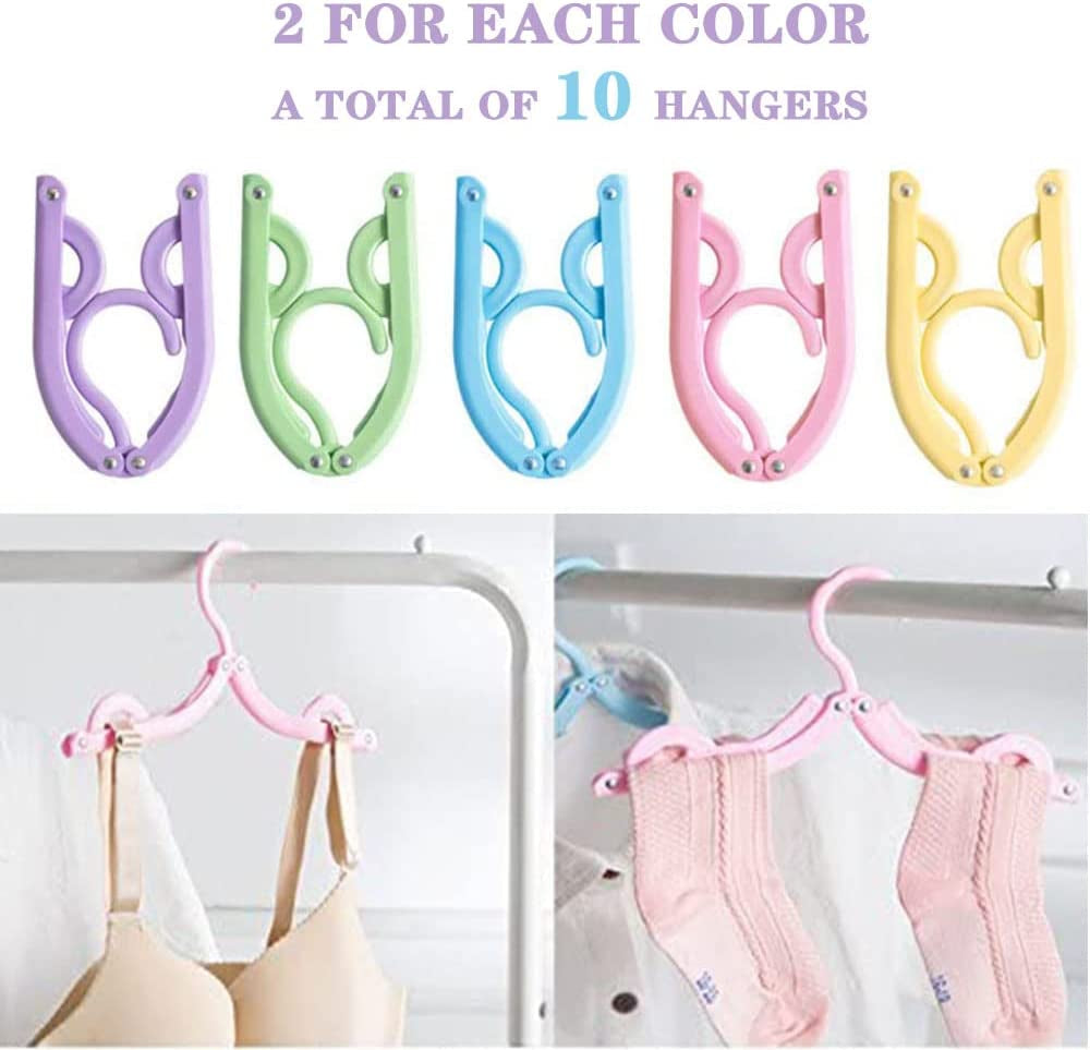 10 Pcs Plastic Travel Hangers - Portable Foldable Clothes Drying Rack for Travel